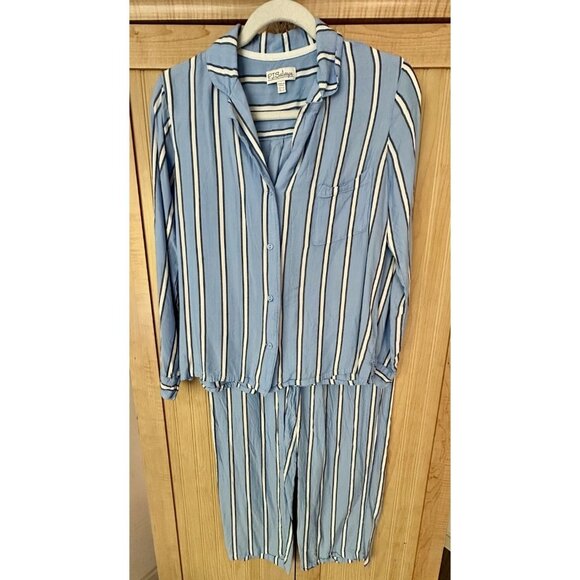 PJ Salvage Women's Shirt Pant Set Stripe Hype Set Blue White SZ XS Lightweight - Picture 1 of 6